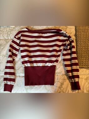 Cider Burgundy Striped Crewneck Sweater